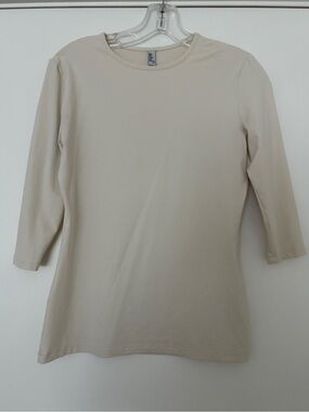 Area Crewneck 3/4 Sleeve Top - Cream